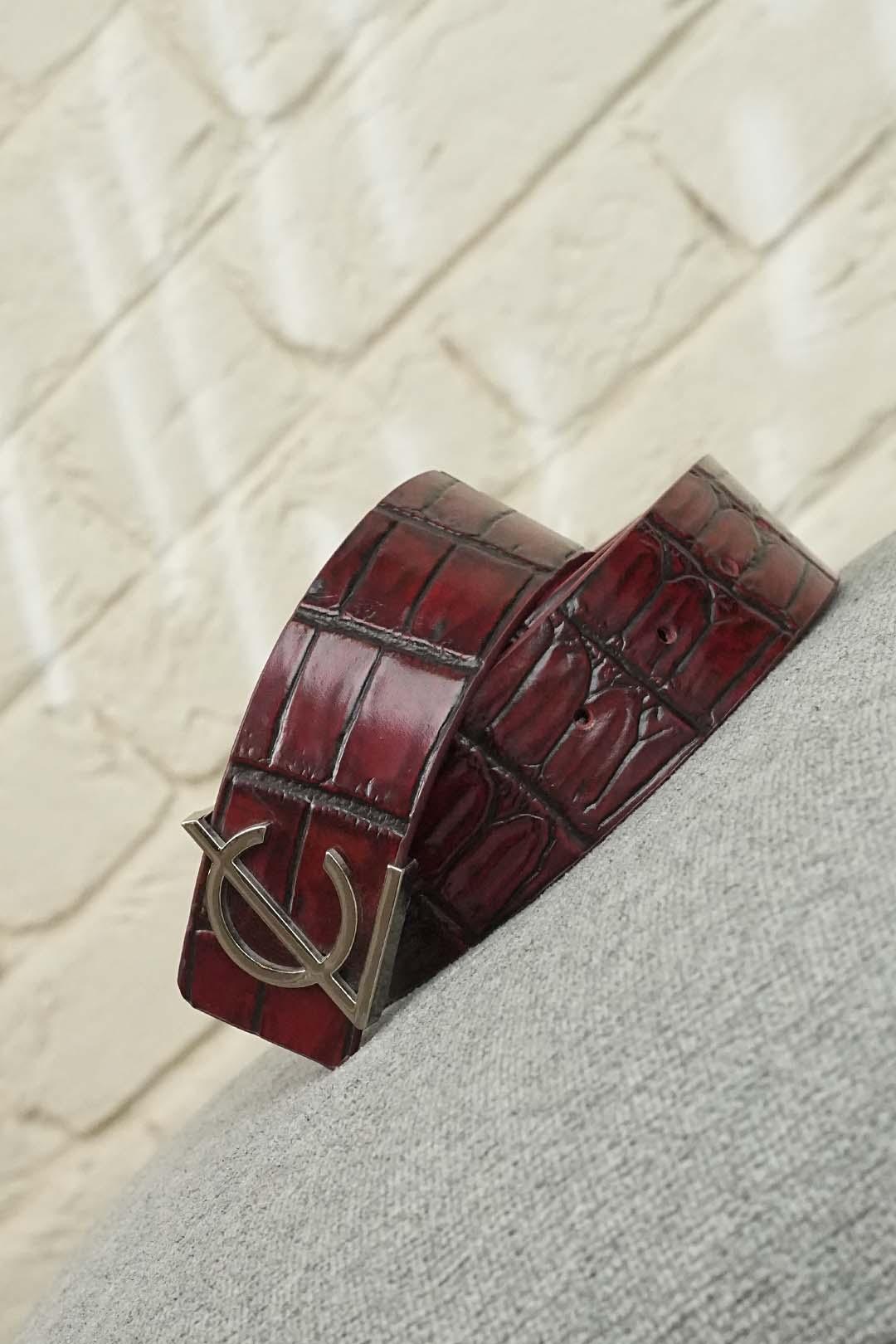 LEATHER BELT A1293 RED - Image 2