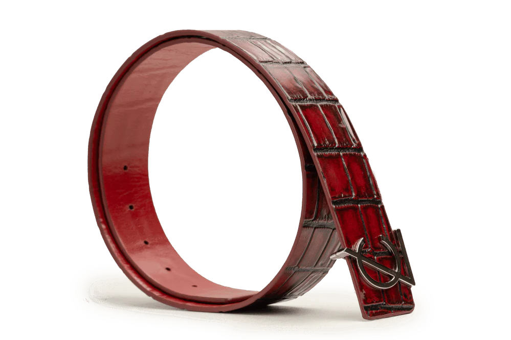 LEATHER BELT A1293 RED - Image 4